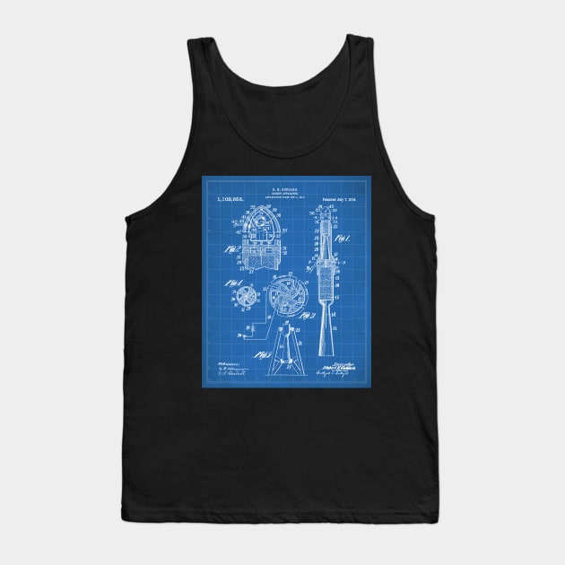 Rocket Ship Patent - Nasa Rocketship Art - Blueprint Tank Top by patentpress